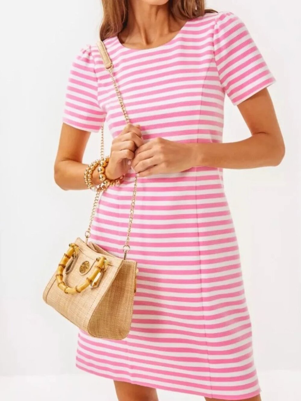 NWT Lilly Pulitzer Pemberly Dress in Rousseau Pink Plume Bloom Stripe, SZ 2